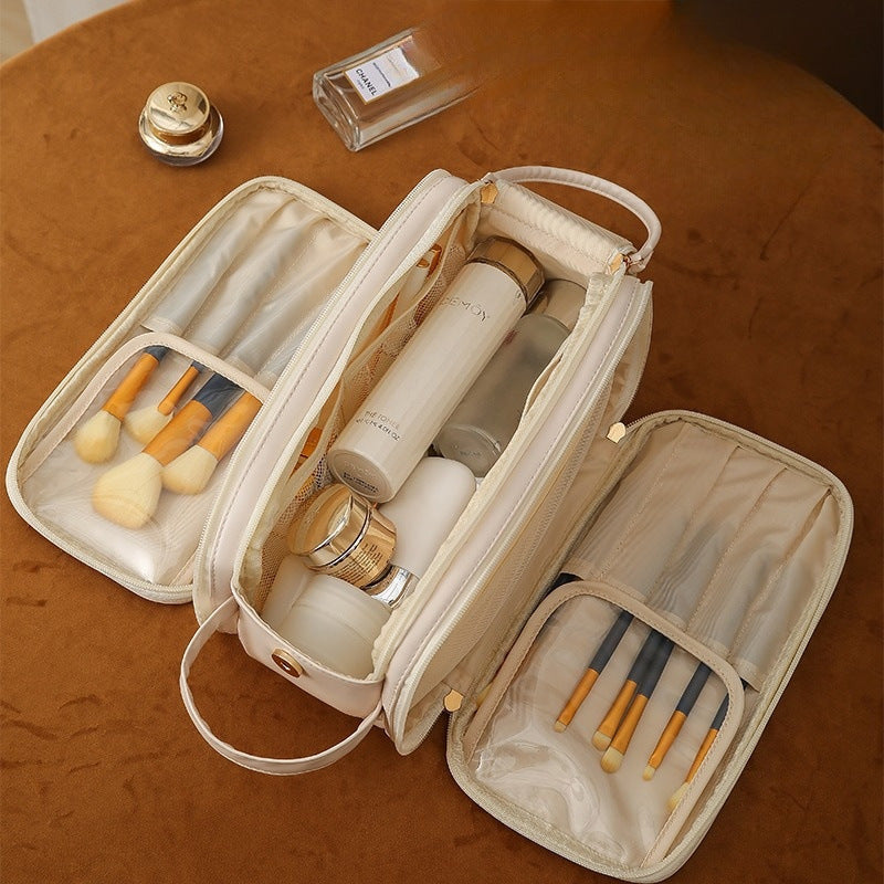 Three-layer Double Zipper U-shaped Design Cosmetic Bag Fashion High Capacity Make Up Bags Portable