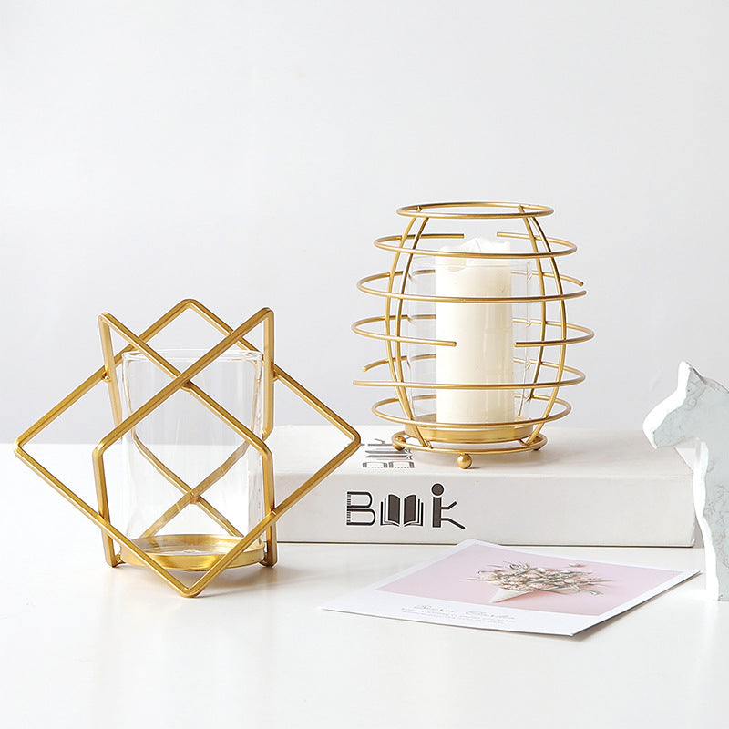 Nordic home decoration wrought iron candle holder ornaments