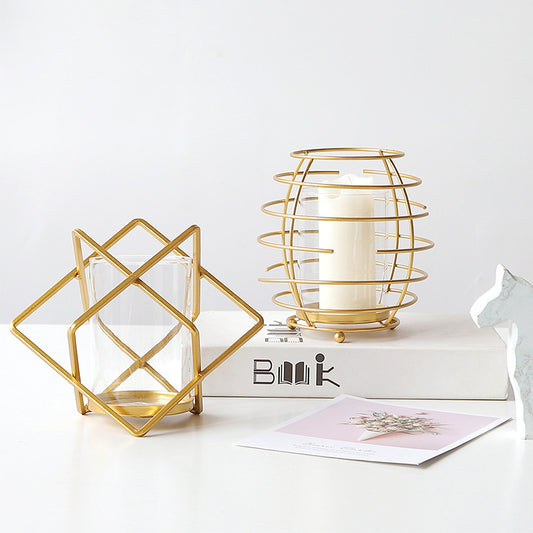 Nordic home decoration wrought iron candle holder ornaments