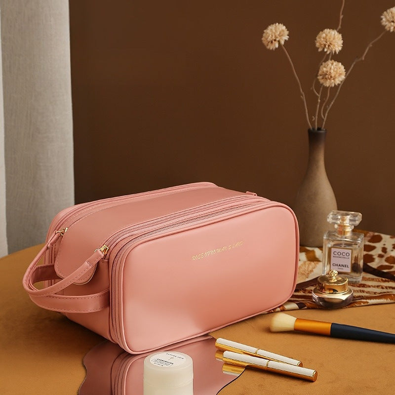 Three-layer Double Zipper U-shaped Design Cosmetic Bag Fashion High Capacity Make Up Bags Portable